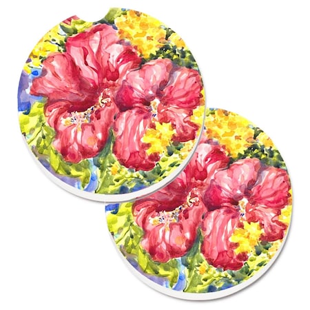 Carolines Treasures Flower Hibiscus Set of 2 Cup Holder Car Coaster 6056CARC